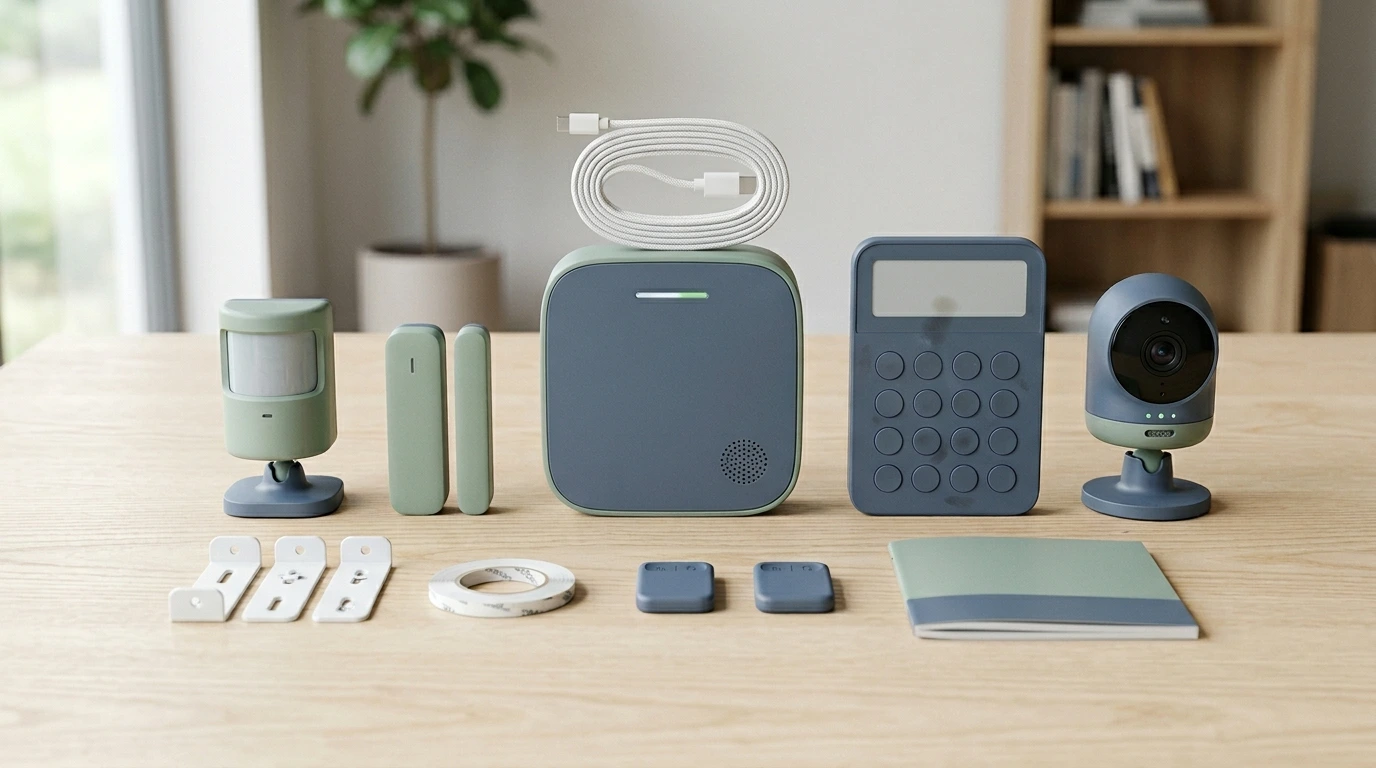 Kit d'alarme de maison connectée avec capteurs de porte et caméra intelligente
