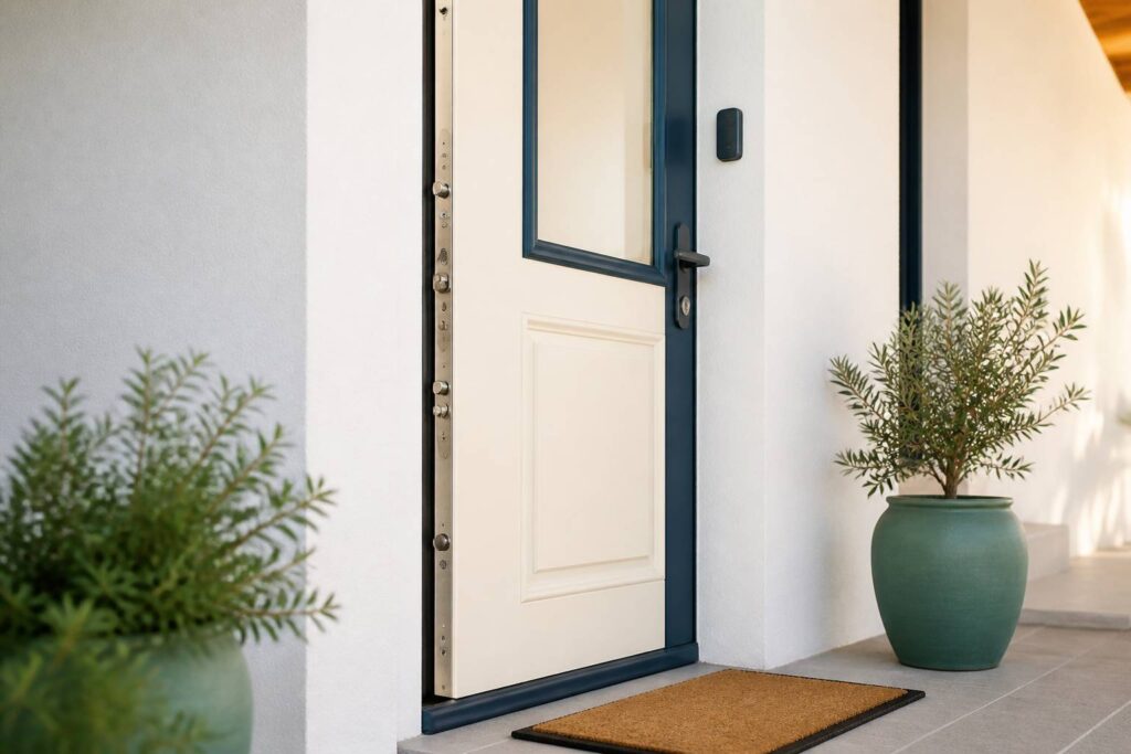 Porte d'entrée claire avec serrure multipoints renforcée
