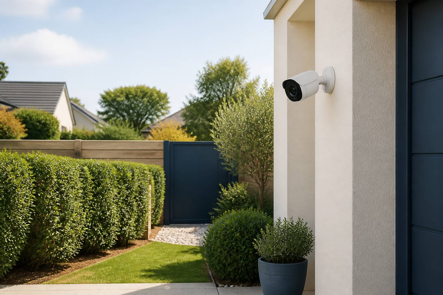 Caméra de surveillance extérieure sur le mur d'une maison