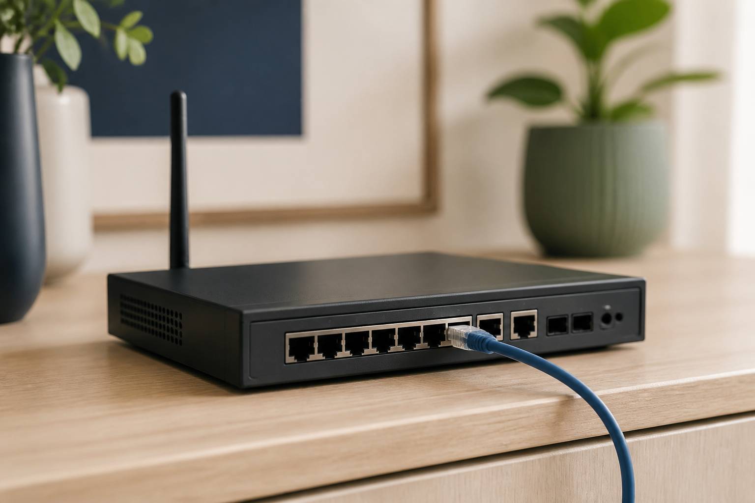 Contrôleur réseau générique aux ports ethernet sans texte lisible