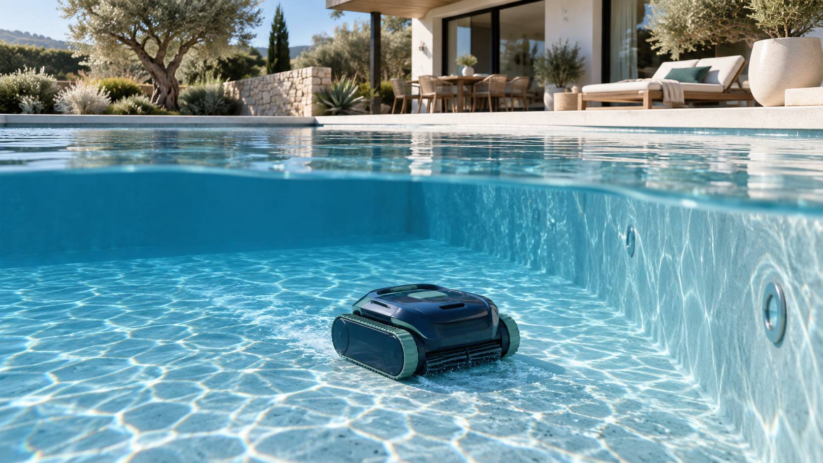 Illustration éditoriale du sujet : Aiper Scuba X1 : Notre test complet du robot de piscine sans fil intelligent, l'allié idéal pour votre piscine enterrée ?