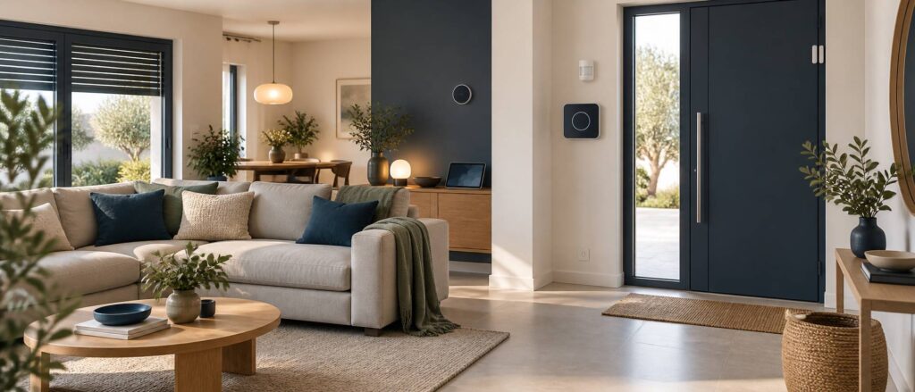 Illustration éditoriale du sujet : Alarme et maison connectée : astuces pour une intégration harmonieuse