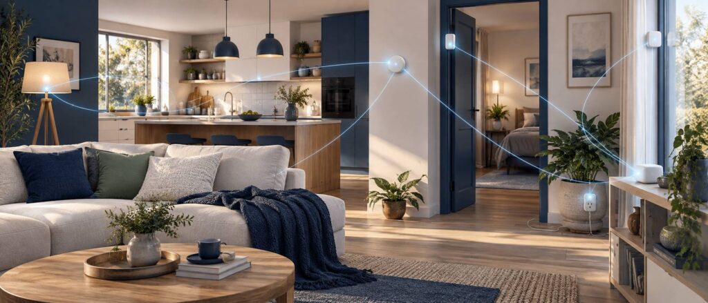 Illustration éditoriale du sujet : ZigBee : Comprendre ce protocole domotique essentiel et les raisons de son succès
